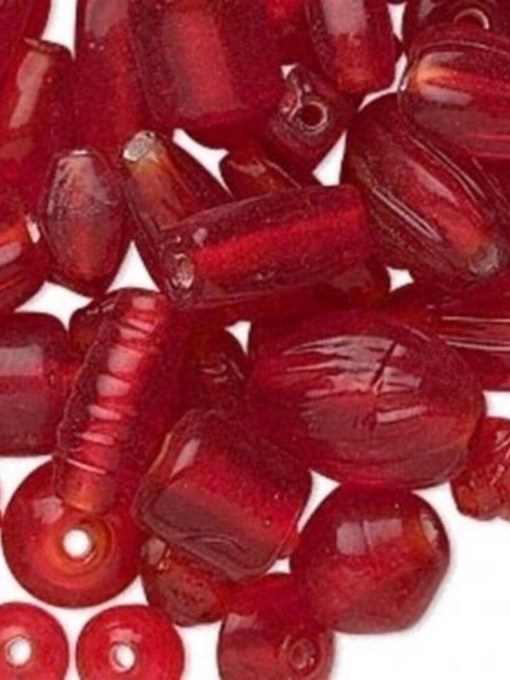 50g Bulk Handcrafted India Lampwork Glass Beads Mix Translucent Rich Ruby Red